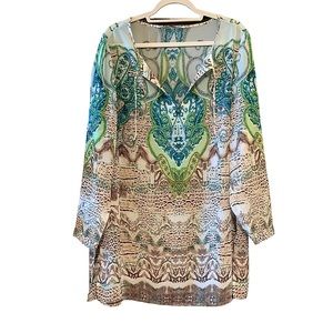 Chico’s Sheer Paisley Tunic Top Size Large